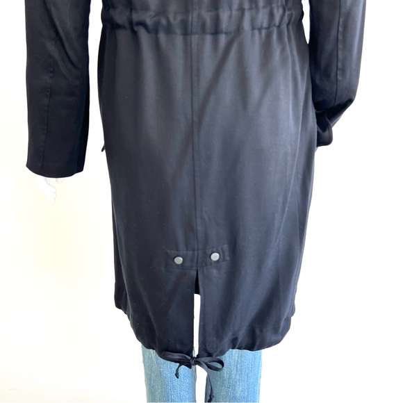 ALL SAINTS Pelya Black Draped Wrap Hoodie Long Sleeves Trench Coat Jacket Sz 4 - Picture 12 of 16